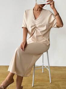 Chiquease Vestido elegante con nudo retro estilo francés