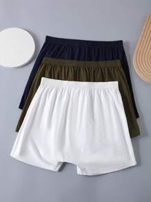 Set de 3 slips tipo bóxer holgados y con cintura elástica a cuadros para hombres, ropa interior corta para verano, talla grande