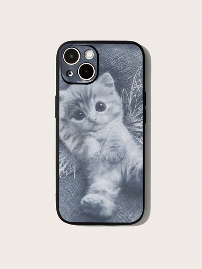 Kawaii 1 pezzo Custodia per telefono con design carino di gatto angelo