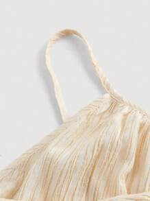 SHEIN MOD 杏色裹胸上衣、荷叶边松紧腰阔腿裤、大码度假套装