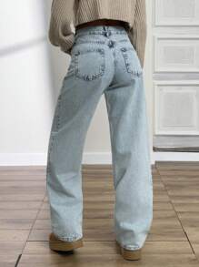 RueChic 女士直筒中腰牛仔裤