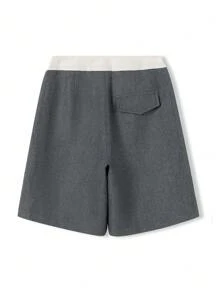 Ontre 2pcs Women's 2025 Spring New Arrival Urban Casual Simple Patchwork Wide Waistband Grey Loose Pants