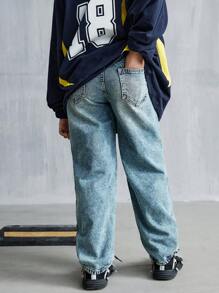 Jeansy dla chłopców w kolorze niebieskim, dopasowane, z prostymi nogawkami, w stylu casual