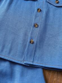 SHEIN Young Boys 2pcs Sets, Fashionable Casual & Comfortable Blue Utility Vest Matched With Blue Pants Outfit, Suitable For Outdoor Activities And Daily Wear, Spring/Summer