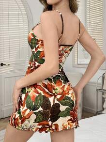 SHEIN 女式花卉印花简约细肩带睡裙娃娃装，休闲日常穿着，完美夏季 - 彩色 - 查看 2