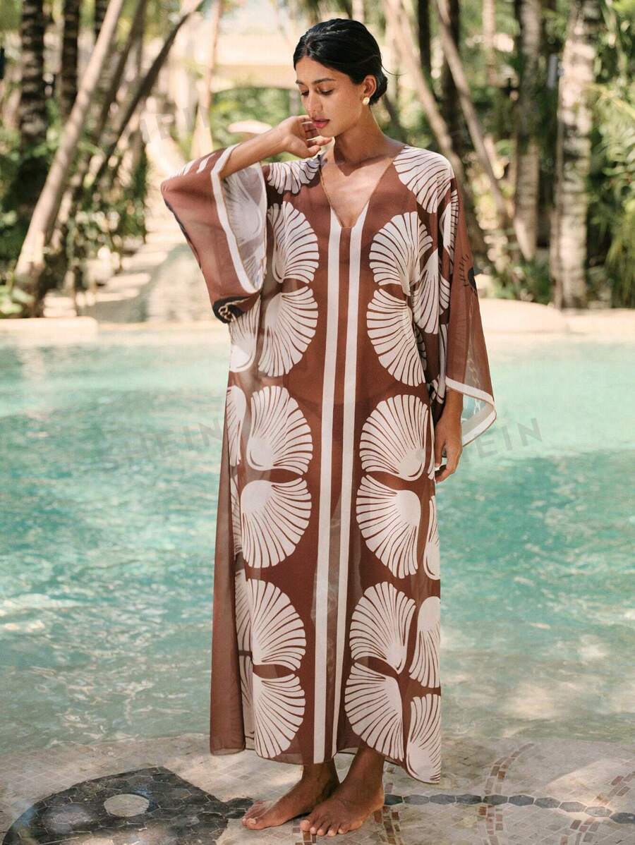 Swim Mulvari Cubre todo de mujer de manga larga con cuello en V para el verano, diseñado elegantemente para vacaciones y uso diario casual