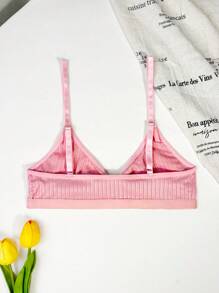 Bralette casual de unicolor con detalle trenzado y calado para niñas adolescentes