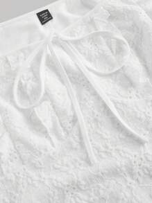 SHEIN MOD 大码女式白色短款飘袖短款上衣连衣裙 - 白色 - 查看 3