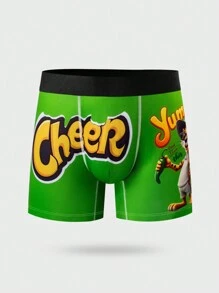 Men's Digital Print Patchwork Simple Boxer Brief, Casual Daily Wear