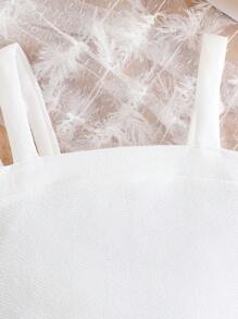 3 件套夏季年轻女孩优雅时尚简约街头风格白色背心，搭配吊带背心和短裤 - 白色 - 查看 6