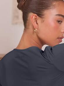 Musera Sport Twist Front Extreme Crop Long Sleeve Top, Padel, Tennis, Pickleball Gym Fitness - Dusty Blue - View 5