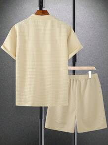 Manfinity Homme Set di polo e pantaloncini da uomo taglie forti, completo casual semplice e per uso quotidiano