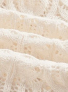 SHEIN MOD Cárdigan de punto con mangas de trompeta huecas y nudo delantero, estilo vacacional color albaricoque, ropa bohemia, cárdigan de primavera, ropa de campo, cárdigan elegante