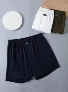 Set de 3 slips tipo bóxer holgados y con cintura elástica a cuadros para hombres, ropa interior corta para verano, talla grande