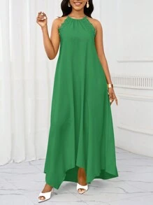 SHEIN Lady Vestidos de fiesta, vestidos de invitada de boda, vestidos de mujer de verano, vestidos de vacaciones y de ocio, vestido largo con tirantes para mujer - Agua verde azul - Ver 5