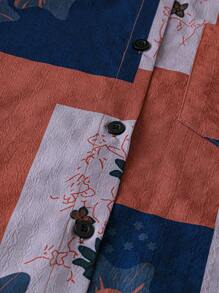 EMERY ROSE 女士休闲印花长袖宽松长衬衫