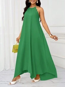 SHEIN Lady Vestidos de fiesta, vestidos de invitada de boda, vestidos de mujer de verano, vestidos de vacaciones y de ocio, vestido largo con tirantes para mujer - Agua verde azul - Ver 3