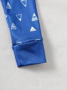 6pcs/Set Young Boy Geometric Elephant And English Letter Print Snug Fit Long Sleeve Top And Pants Pajama Set - Multicolor - View 5