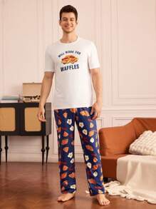 Happy Jammies Men's Casual Pajama Set, Includes Short Sleeve Top And Pants, Minimalist Style For Everyday Wear