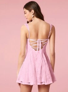 Enchnt Women's Simple Casual Baby Pink Everyday Dress For Valentine's Day - Pink - View 2