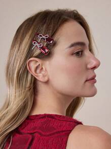 MOTF PREMIUM FASHIONABLE RED BOW DECOR HAIR CLIP