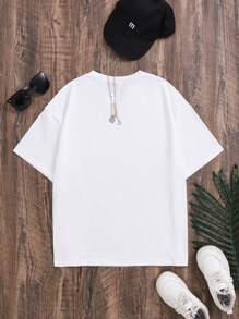 Tween Girl Heart Print Crew Neck Short Sleeve T-Shirt, Suitable For Carnival