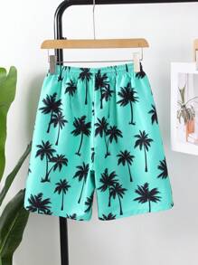 SHEIN Shorts de baño estampados aleatorios para adolescentes, nuevo traje de baño para primavera/verano, shorts de playa, tela interior de natación, adecuado para nadar y practicar surf - Multicolor - Ver 3