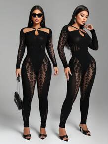 Zolique Mono ceñido de color liso y con diseño hueco de moda y sensual