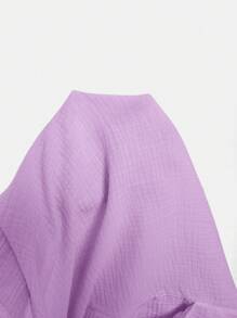 SHEIN VCAY Plus Size Solid Color Casual Shorts, Simple & Fashionable For Daily Wear - Mauve Purple - View 7