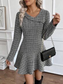 SHEIN Clasi Women A-Line Long Sleeve Dress, New Style For Autumn