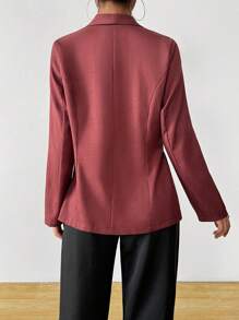 Chiquease High Quality Red Blazer Jacket, Elegant Design - Burgundy - View 2
