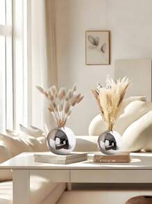 1 Peça Vaso Cerâmico Decoração Doméstica Artesanato, Vaso de Flor Arte Vaso Hidropônico Decoração Doméstica Presentes, Vaso Cerâmico Artesanato Pequena Bola Redonda Vaso Recipiente de Planta Copo Arranjo Floral Decoração Doméstica de Mesa (Prata) - Prata - Visão 7