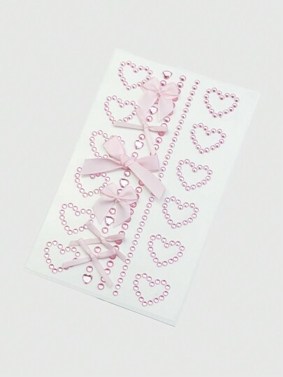 Kawaii 1pc Butterfly & Heart Shaped Rhinestone Face Jewelry Sticker