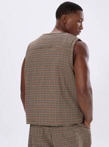 Musero Full Zip Up Patterned Pocket Detail Gilet