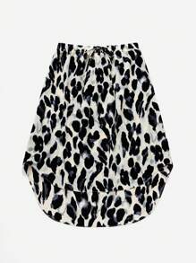 SHEIN VCAY Falda informal con bajo a diferente altura y nudo al frente con estampado de leopardo, para tallas grandes, para verano