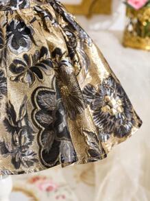 SHEIN 女婴可爱花卉印花盖袖派对连衣裙 - 彩色 - 查看 5