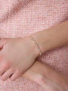 MOTF PREMIUM 18K 镀金方晶锆石可调节手链