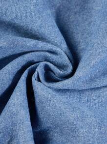 SHEIN Baby-Jungen Frühling/Sommer Baumwolle Casual Weiß Buchstaben Grafik Kragen Halbreißverschluss Kurzarm Loose Fit Blaues Jeansoberteil, Baby Frühling/Sommer Kleidung Spring Break Outfit Streetwear Outfits - Mittele Waschung - Übersicht 6