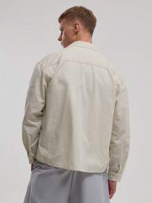 Musero Long Sleeve Revere Collar Button Through Boxy Plain Shirt Spring Summer Essentials Basics Capsule Wardrobe - Multicolor - View 3