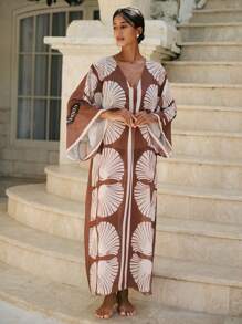 Swim Mulvari Cubre todo de mujer de manga larga con cuello en V para el verano, diseñado elegantemente para vacaciones y uso diario casual