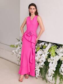 MOTF Soiréza STEREO FLORAL BIAS CUT COCKTAIL DRESS - Hot Pink - View 3