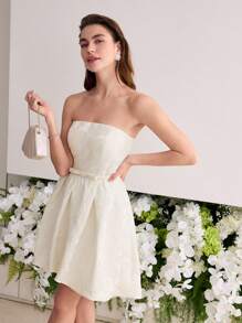 MOTF Soiréza JACQUARD TROMPETENROCK RÖHRENKLEID - Beige - Übersicht 4
