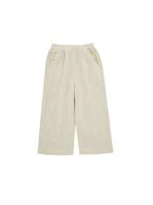 SHEIN Pantalones rectos de pana para niñas pequeñas, pantalones casuales anchos de pierna suelta