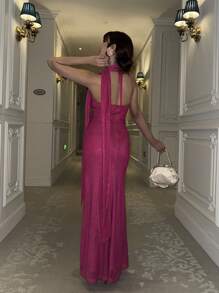 Elenzga Vestido con tirantes con lentejuelas, vestido de noche de lujo para mujer