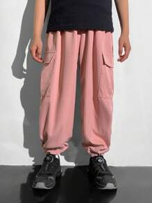Tween Boy Casual 3D Cargo Pants - Pink - View 3