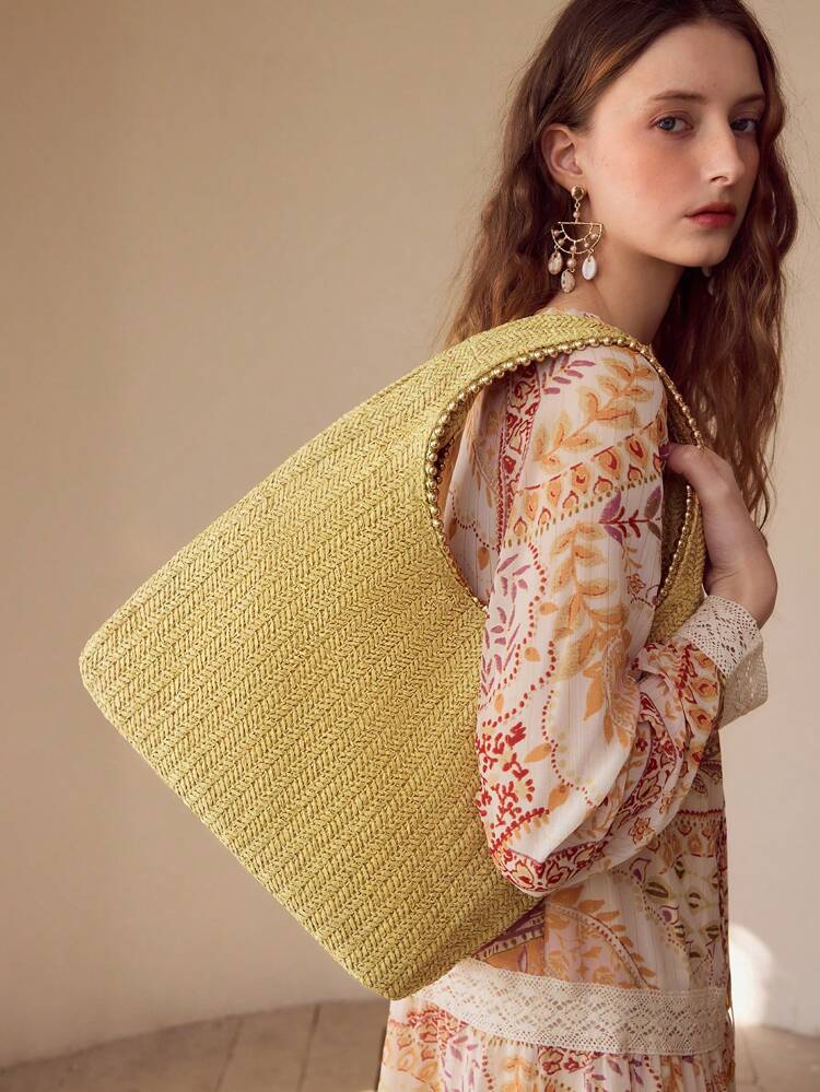 WOMEN'S FASHION SIMPLE VACATION BEADED HANDBAG