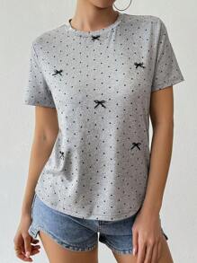 EMERY ROSE Women's Casual Loose Round Neck Short Sleeve T-Shirt, Spring/Summer