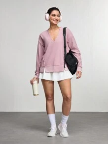 Outdoor Solid Color Long Sleeve Sweatshirt, Minimalist Fashion Casual For Everyday Wear