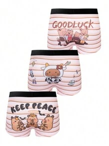 3 pièces/pack Boxers pour garçons avec imprimé numérique de motif de collation - Multicolore - Voir 2