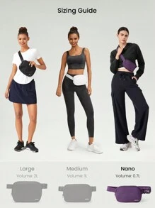 GLOWMODE 0.7L Matte Zipper Everywhere Belt Bag Water Repellent Waist Crossbody Bags With Adjustable Strap - Purple - View 2